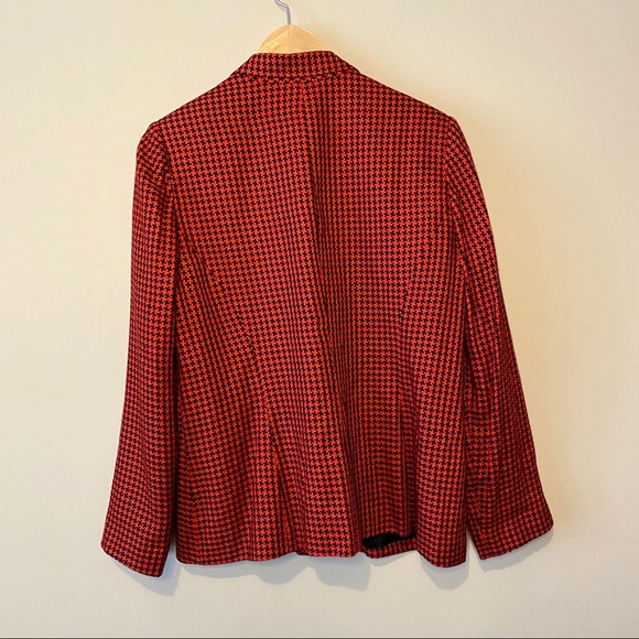 Vintage red houndstooth blazer, boyfriend blazer, plaid blazer - Picture 6 of 7